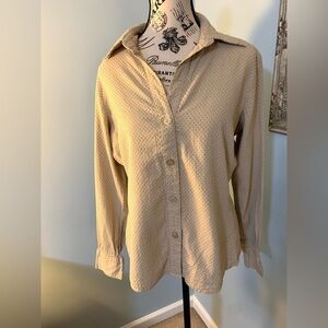 Women’s Harve Benard Tan Button Down Textured Shirt Sz Large